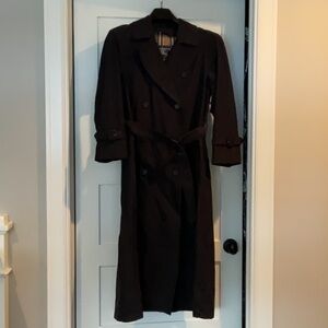 Vintage Burberry black suede long Heritage trench coat size 4